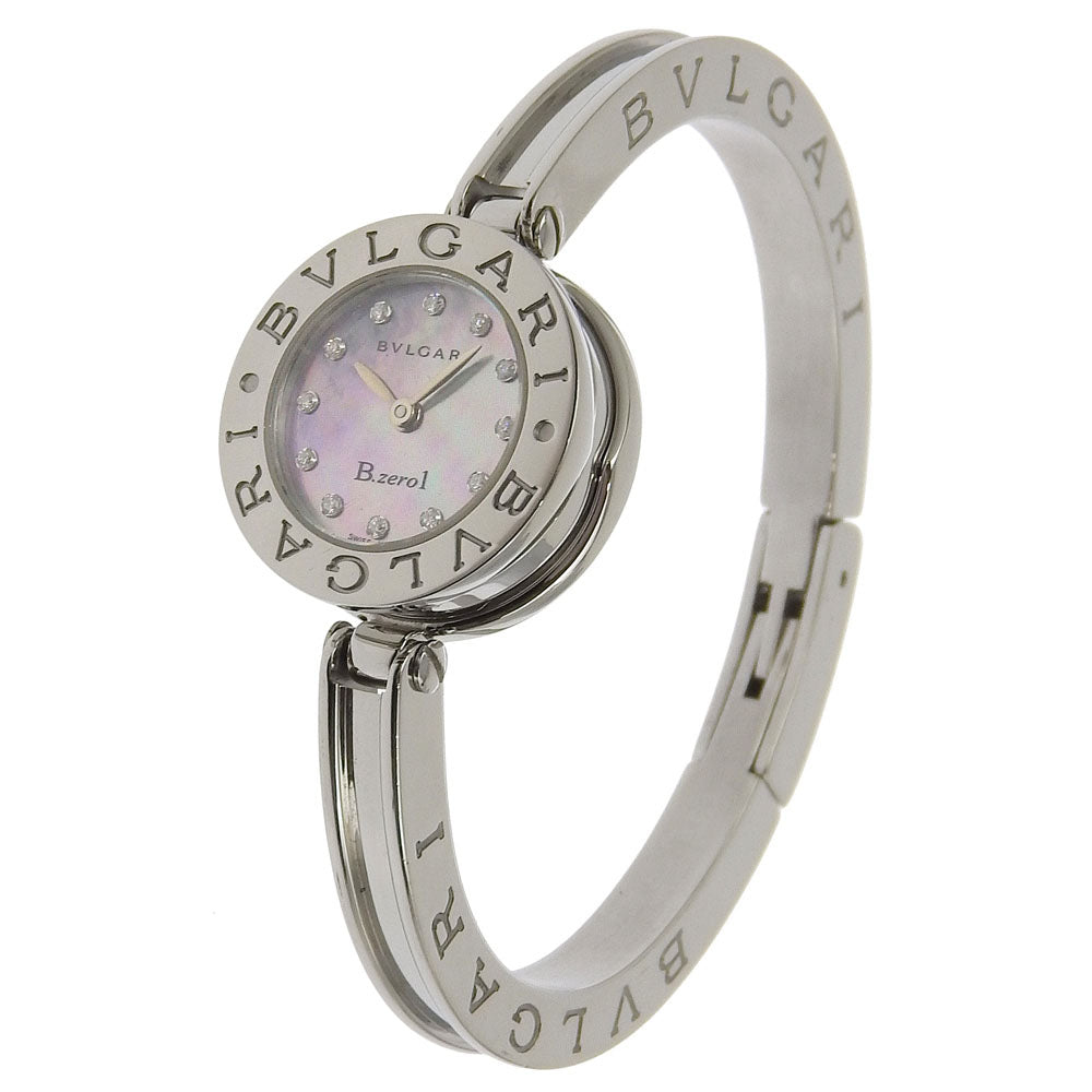 BVLGARI Watches Quartz BZ22S Stainless Steel Silver 12P diamond Be zero one B-zero1 Blue shell dial Women Used Authentic