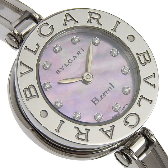 BVLGARI Watches Quartz BZ22S Stainless Steel Silver 12P diamond Be zero one B-zero1 Blue shell dial Women Used Authentic