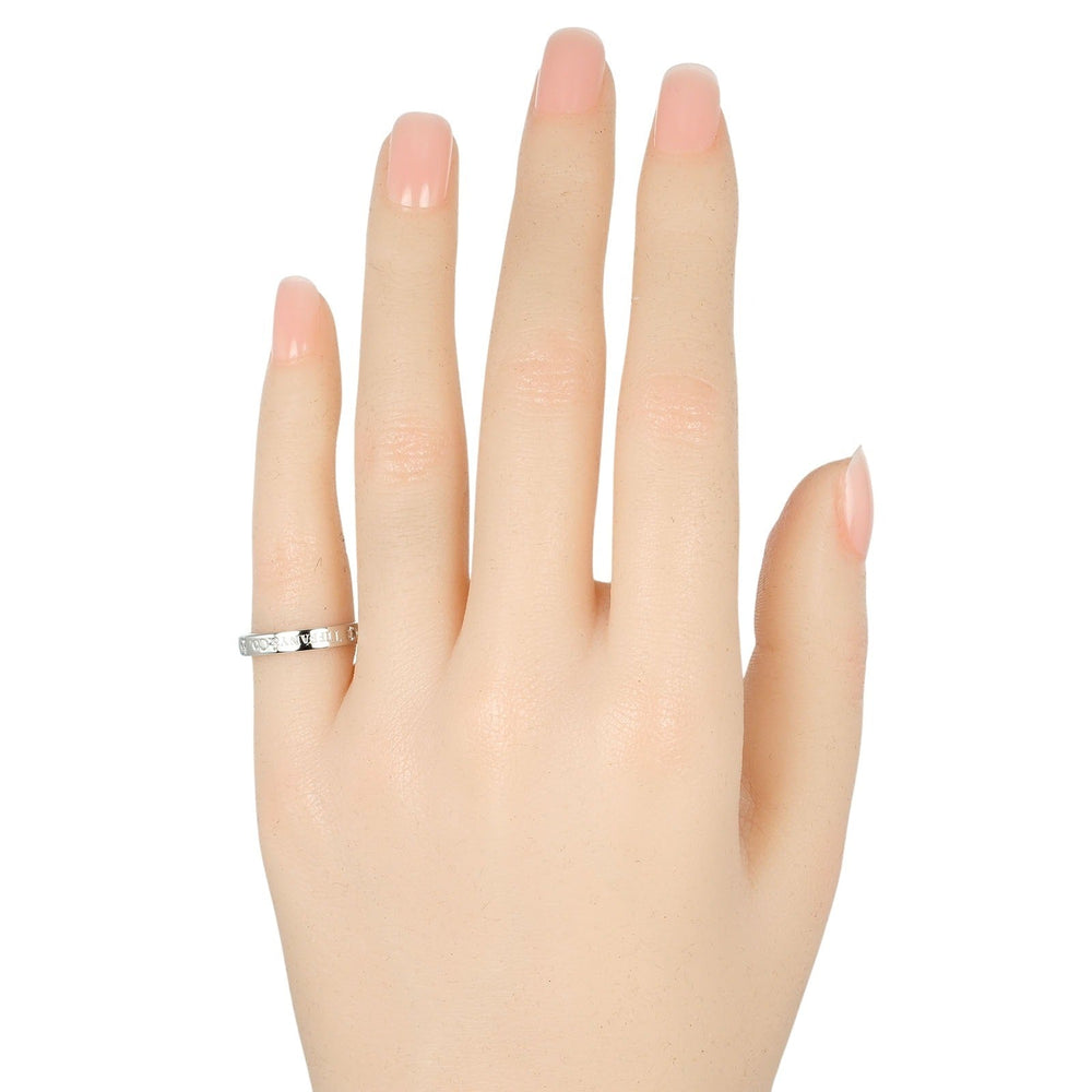TIFFANY&Co. Ring Pt950Platinum, 3P Diamond Silver Flat band Women Used Authentic