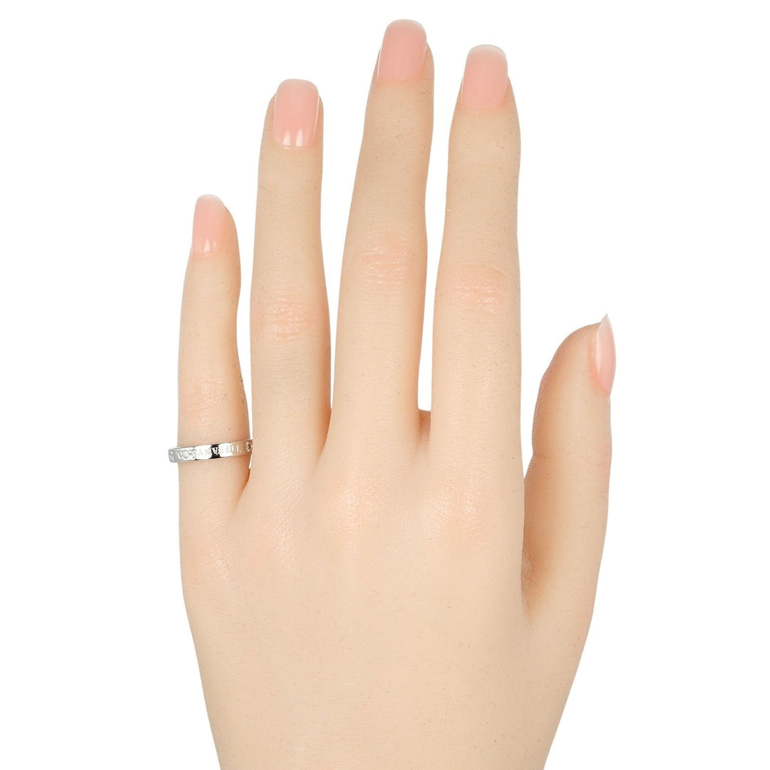 TIFFANY&Co. Ring Pt950Platinum, 3P Diamond Silver Flat band Women Used Authentic