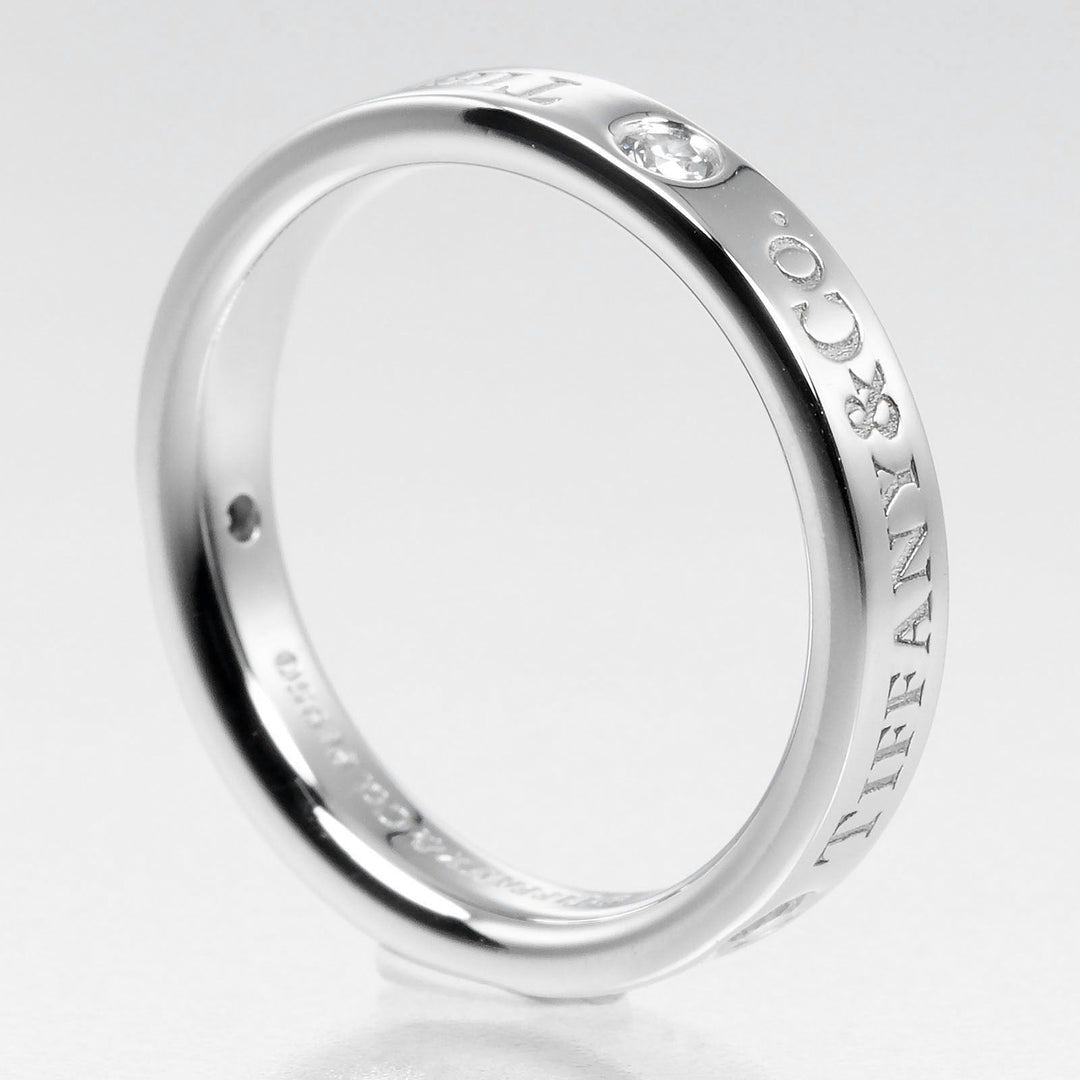 TIFFANY&Co. Ring Pt950Platinum, 3P Diamond Silver Flat band Women Used Authentic