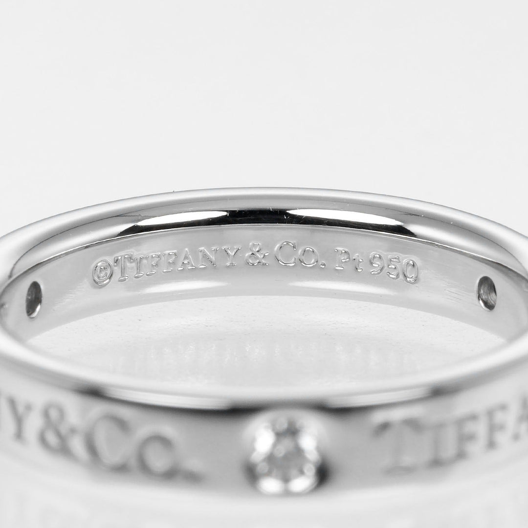 TIFFANY&Co. Ring Pt950Platinum, 3P Diamond Silver Flat band Women Used Authentic