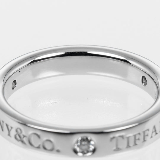 TIFFANY&Co. Ring Pt950Platinum, 3P Diamond Silver Flat band Women Used Authentic