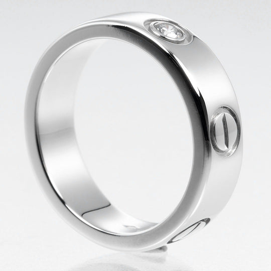 CARTIER Ring Pt950Platinum, 1P Diamond Silver love Women 51 Used Authentic