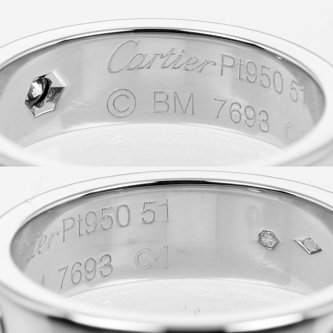 CARTIER Ring Pt950Platinum, 1P Diamond Silver love Women 51 Used Authentic