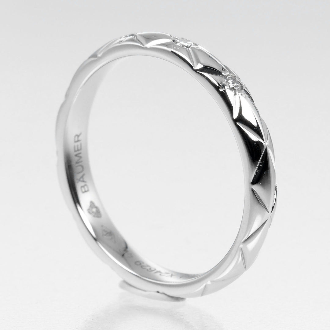 CHANEL Ring Pt950Platinum, 3P Diamond Silver Coco Crush Women 46 Used Authentic