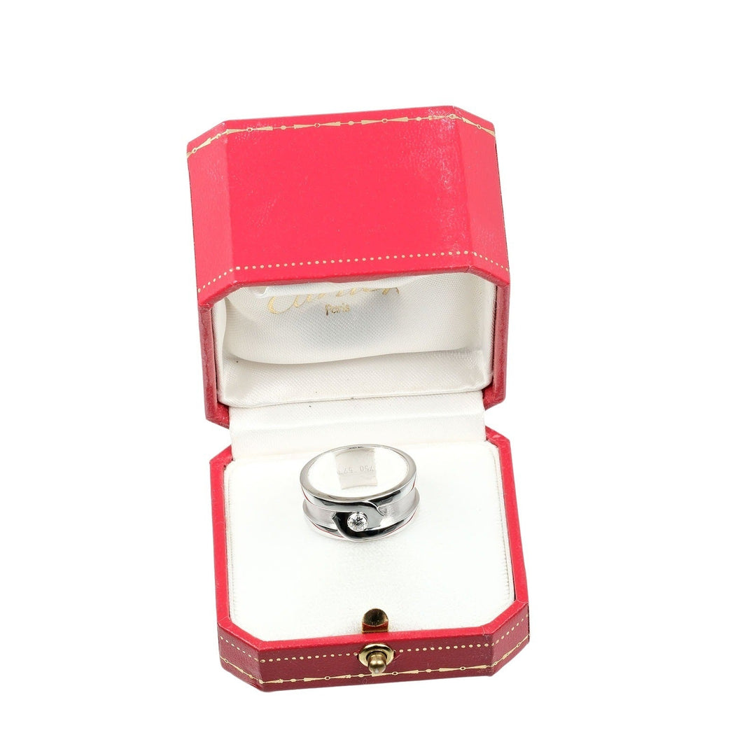 CARTIER Ring K18 White Gold, 1P Diamond Silver 2C mens 59 Used Authentic