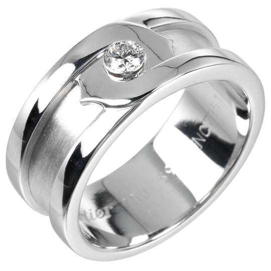CARTIER Ring K18 White Gold, 1P Diamond Silver 2C mens 59 Used Authentic