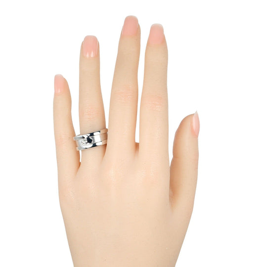 CARTIER Ring K18 White Gold, 1P Diamond Silver 2C mens 59 Used Authentic