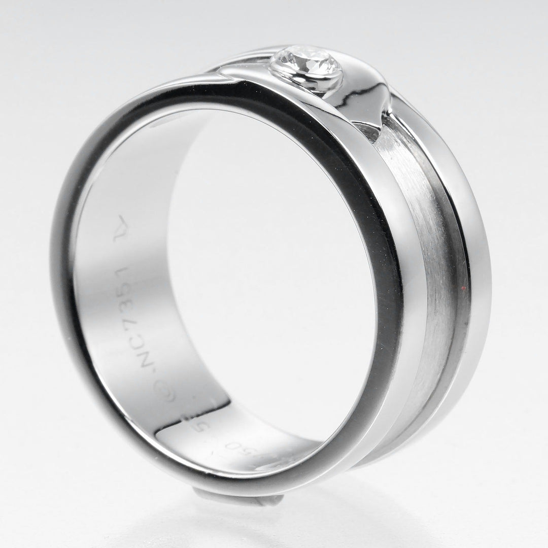 CARTIER Ring K18 White Gold, 1P Diamond Silver 2C mens 59 Used Authentic