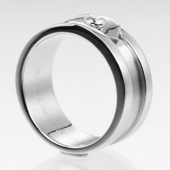 CARTIER Ring K18 White Gold, 1P Diamond Silver 2C mens 59 Used Authentic