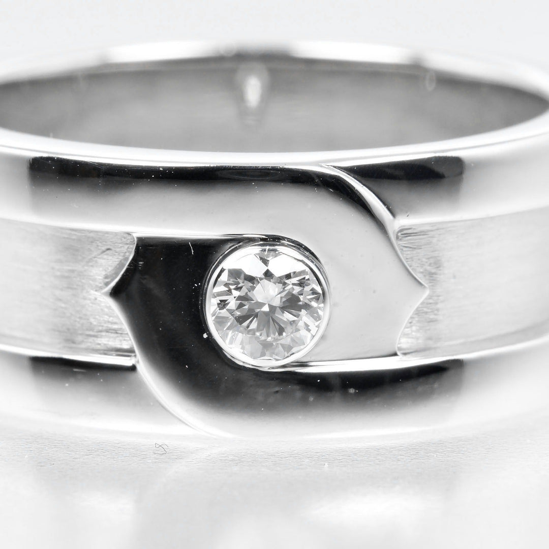 CARTIER Ring K18 White Gold, 1P Diamond Silver 2C mens 59 Used Authentic