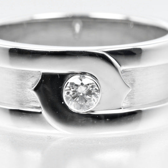 CARTIER Ring K18 White Gold, 1P Diamond Silver 2C mens 59 Used Authentic