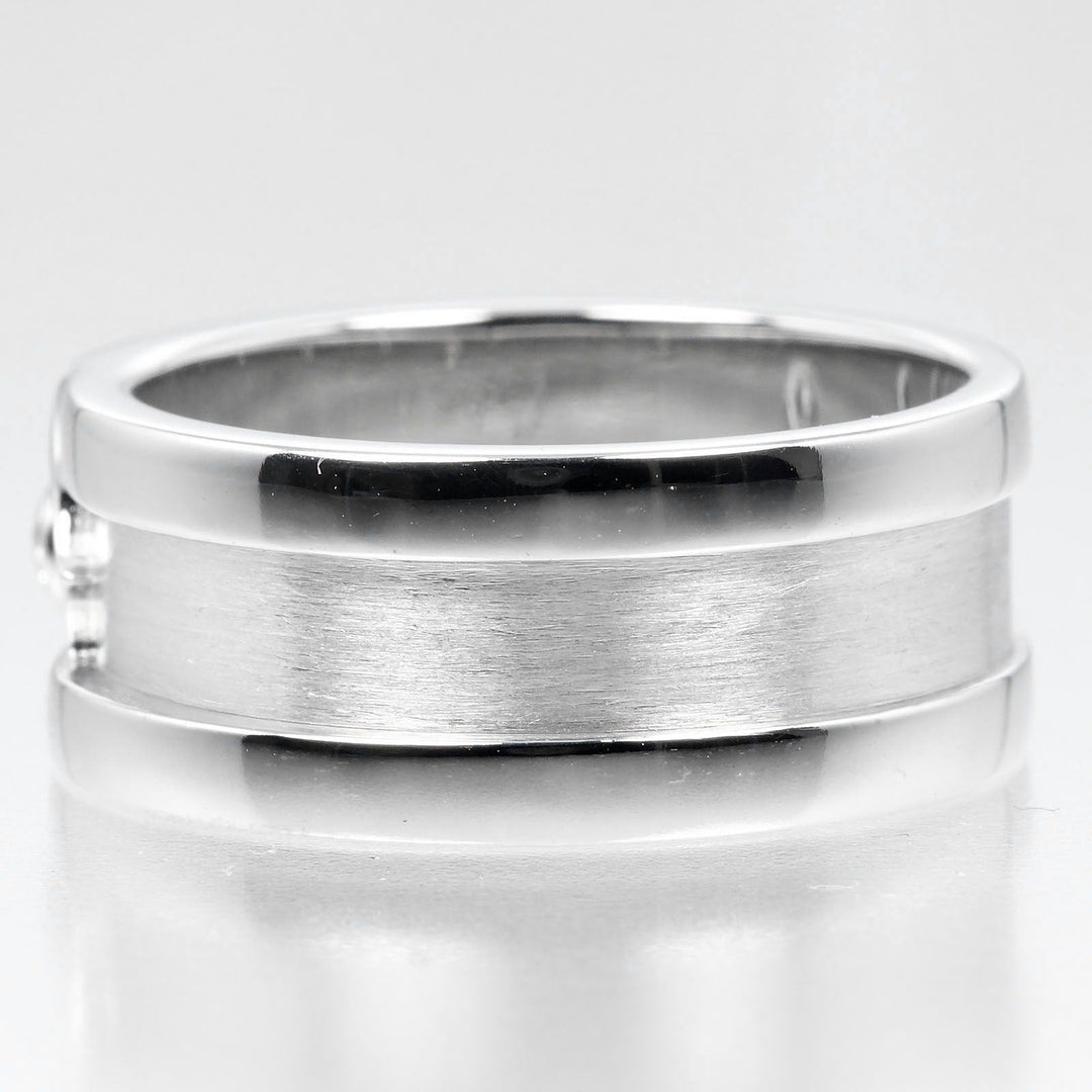 CARTIER Ring K18 White Gold, 1P Diamond Silver 2C mens 59 Used Authentic