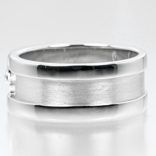 CARTIER Ring K18 White Gold, 1P Diamond Silver 2C mens 59 Used Authentic