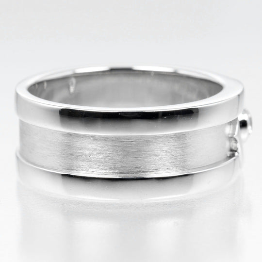 CARTIER Ring K18 White Gold, 1P Diamond Silver 2C mens 59 Used Authentic