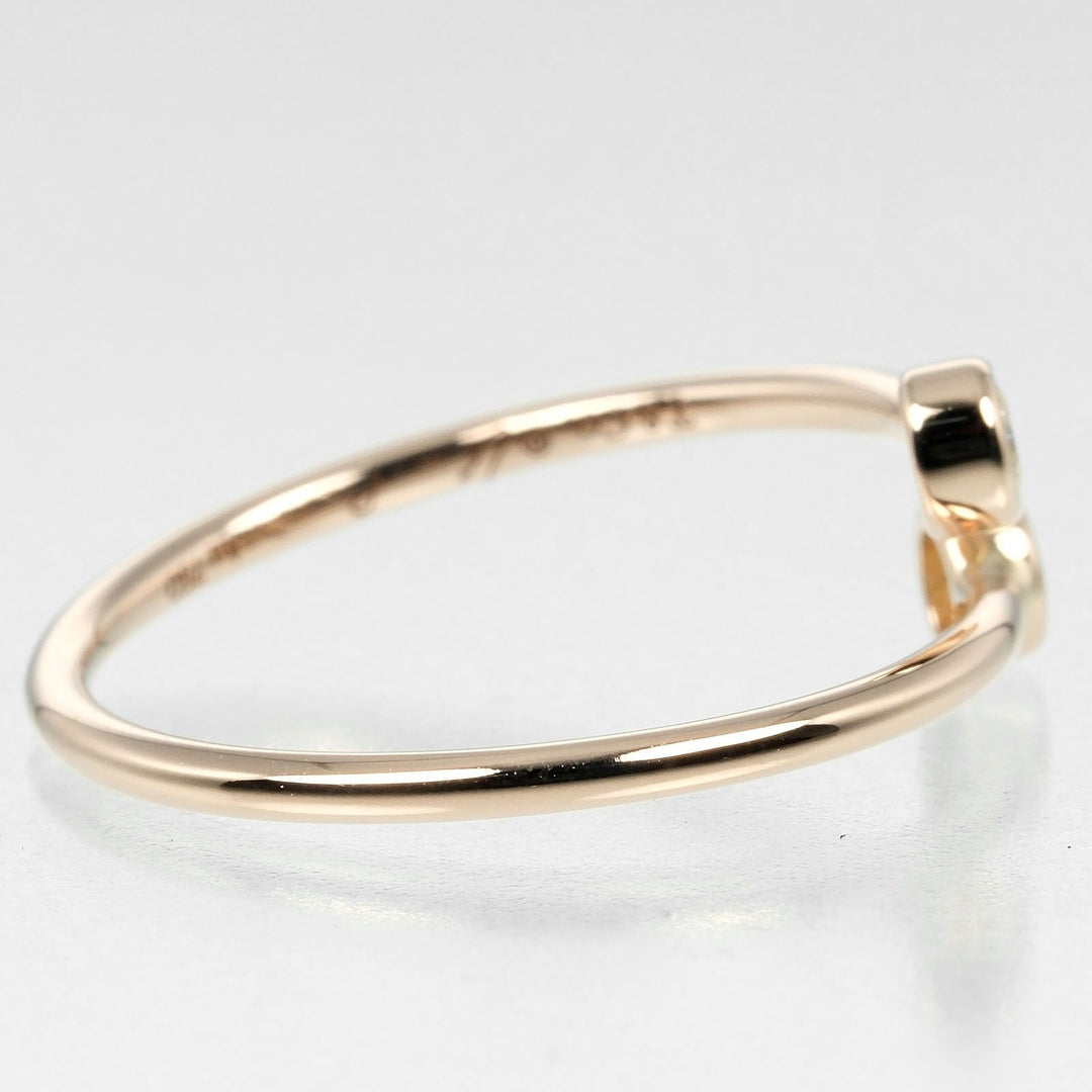TIFFANY&Co. Ring K18 pink gold, 2P diamond gold hoop Women Used Authentic