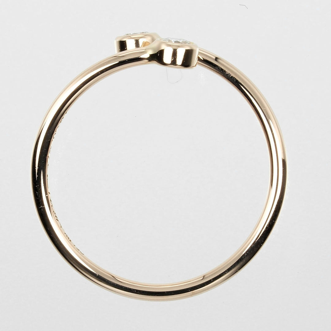 TIFFANY&Co. Ring K18 pink gold, 2P diamond gold hoop Women Used Authentic