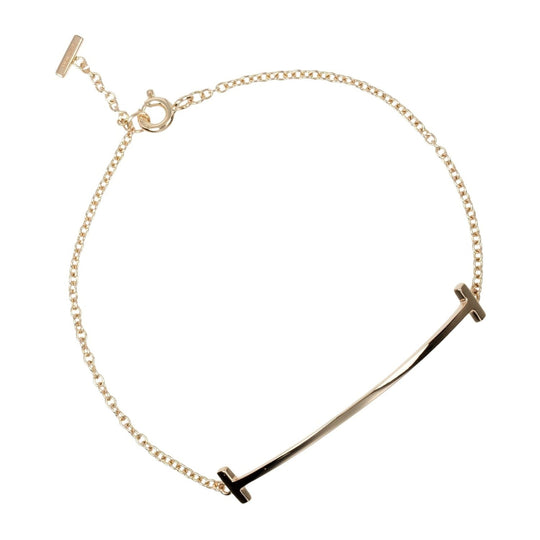 TIFFANY&Co. bracelet K18 Pink Gold gold T Smile Women Used Authentic