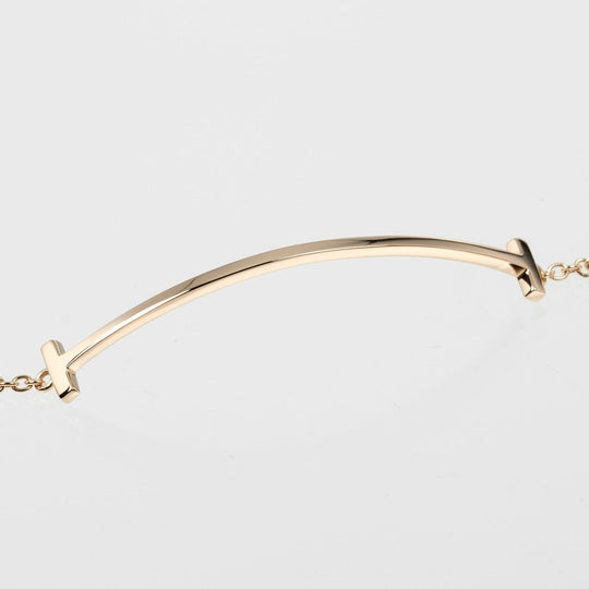 TIFFANY&Co. bracelet K18 Pink Gold gold T Smile Women Used Authentic