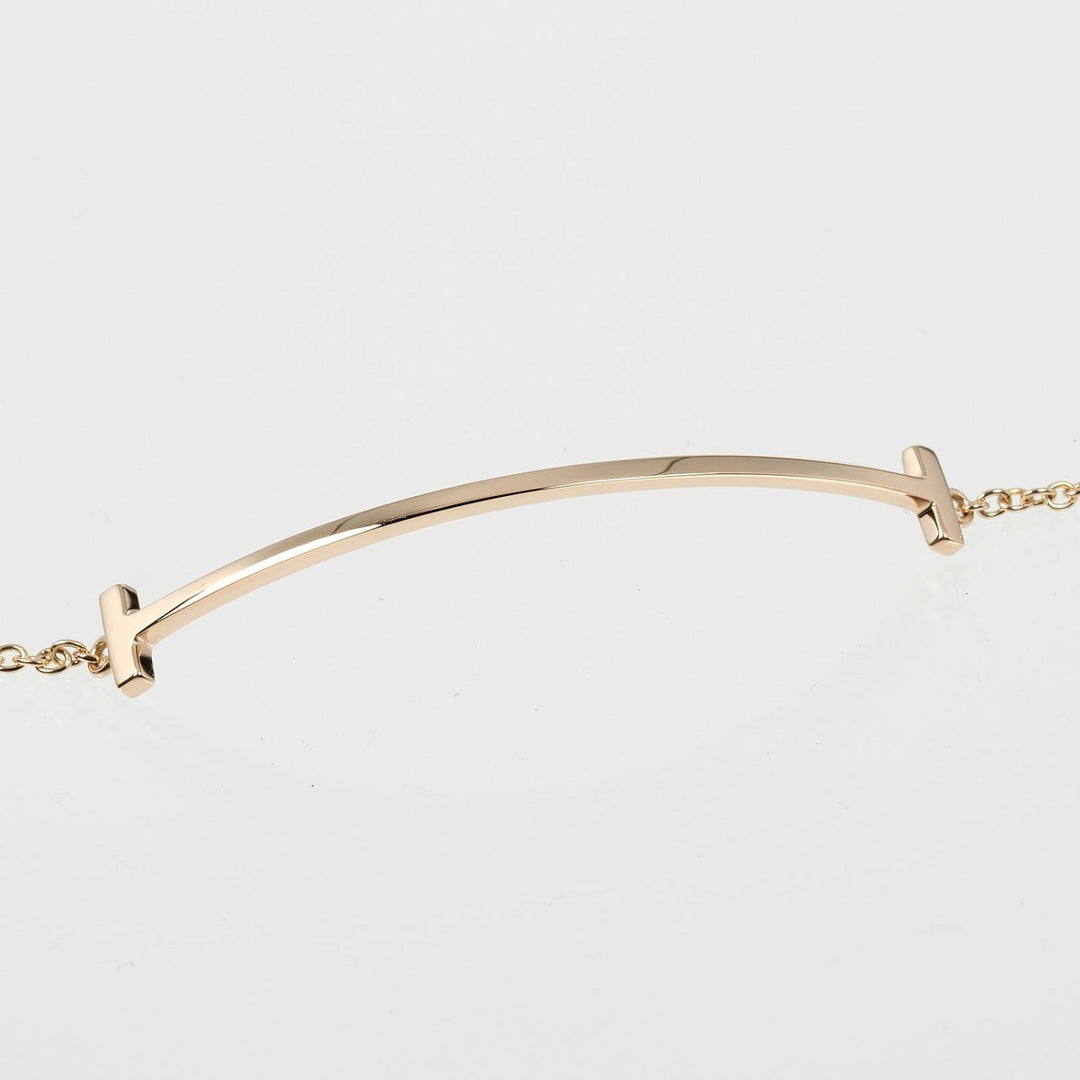 TIFFANY&Co. bracelet K18 Pink Gold gold T Smile Women Used Authentic