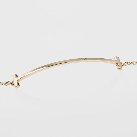 TIFFANY&Co. bracelet K18 Pink Gold gold T Smile Women Used Authentic
