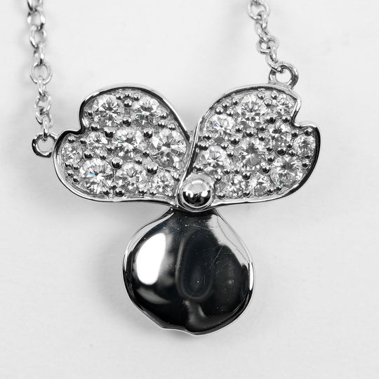 TIFFANY&Co. Necklace Pt950Platinum, Diamond Silver Paper flower Women Used Authentic