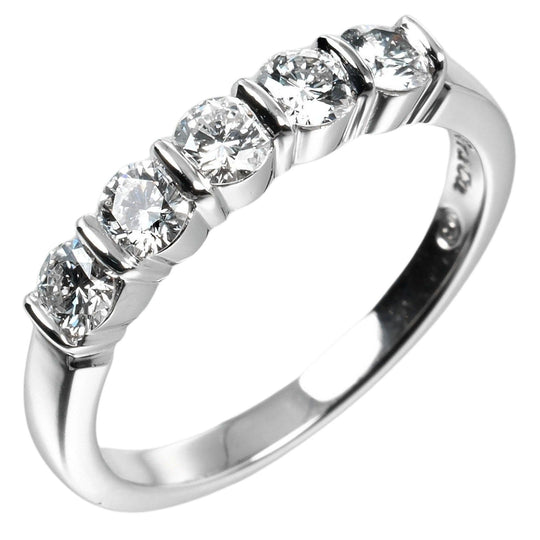 TIFFANY&Co. Ring Pt950 Platinum, 5P Diamond Silver Forever Embrace Women Used Authentic