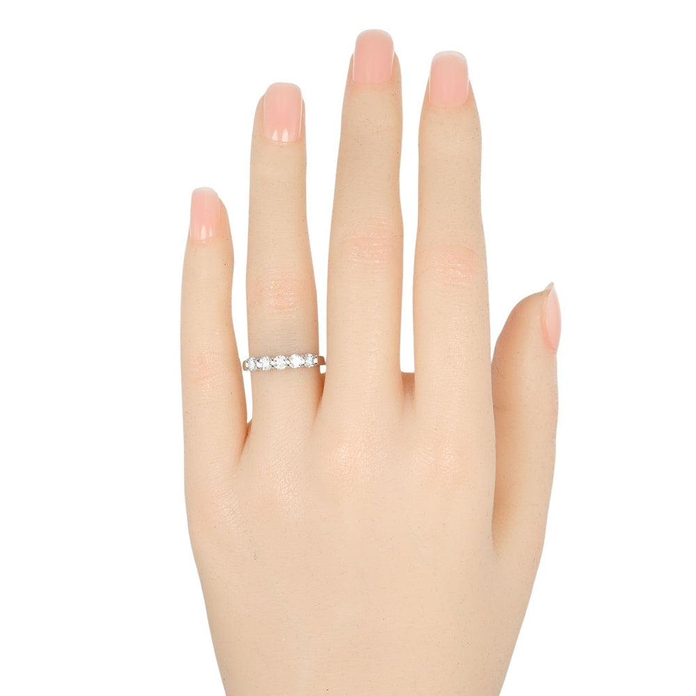 TIFFANY&Co. Ring Pt950 Platinum, 5P Diamond Silver Forever Embrace Women Used Authentic