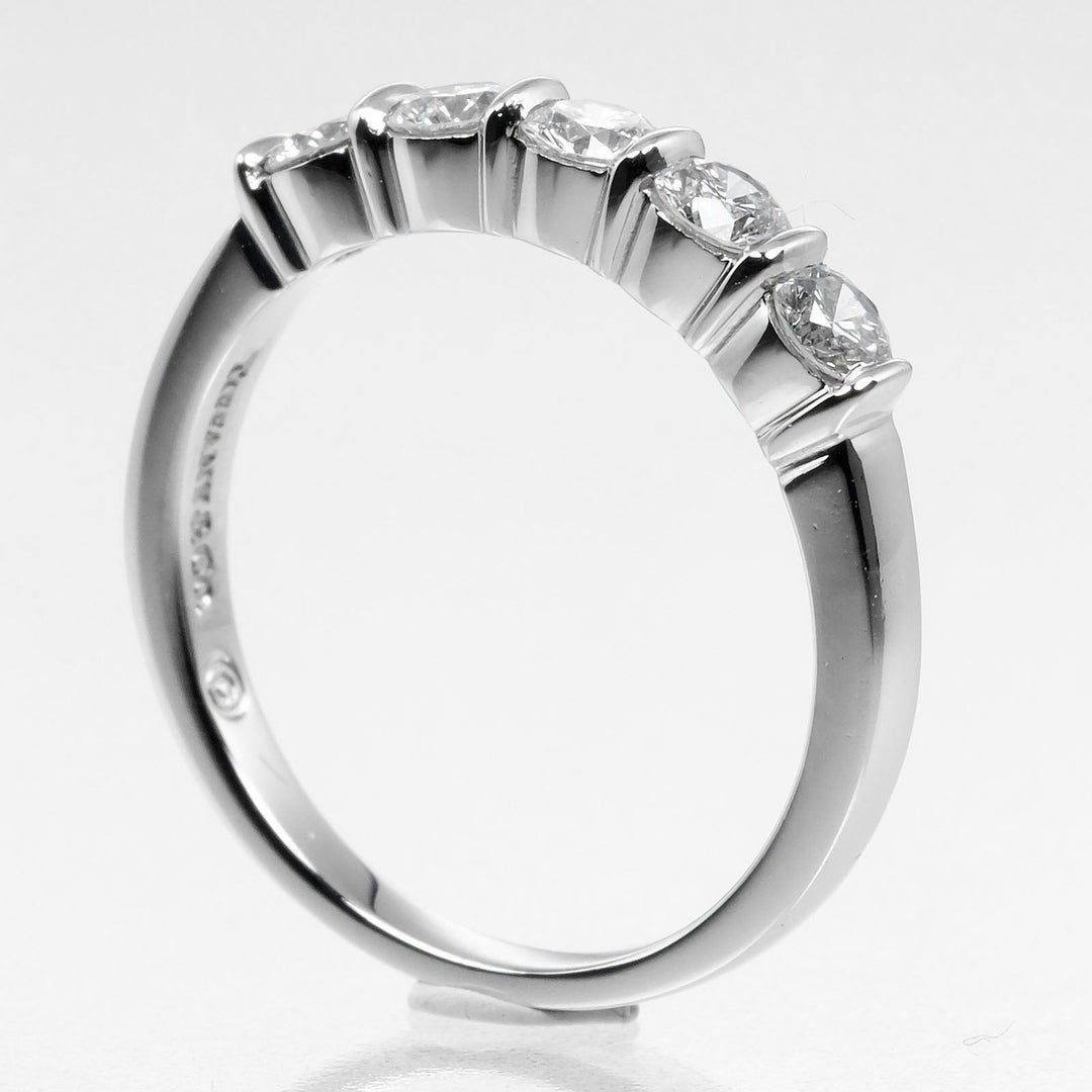 TIFFANY&Co. Ring Pt950 Platinum, 5P Diamond Silver Forever Embrace Women Used Authentic