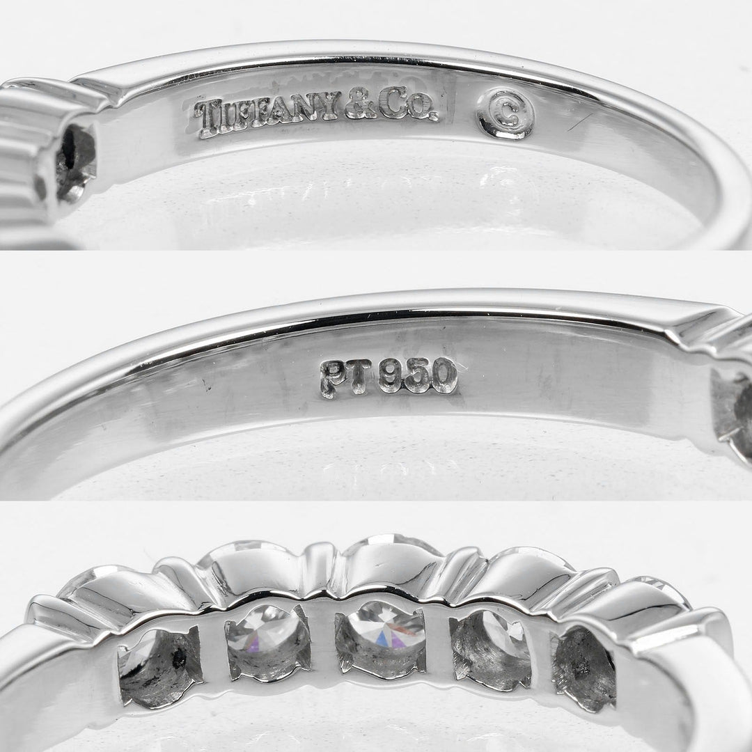TIFFANY&Co. Ring Pt950 Platinum, 5P Diamond Silver Forever Embrace Women Used Authentic