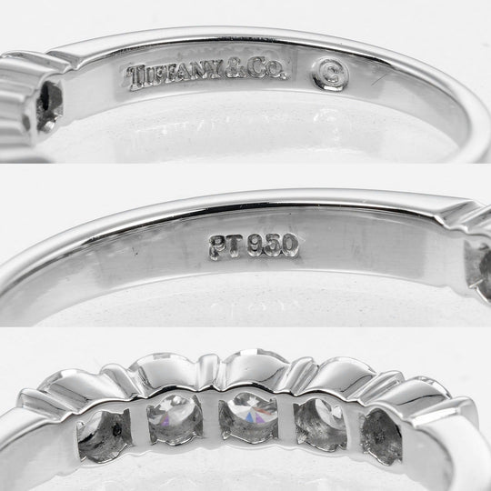 TIFFANY&Co. Ring Pt950 Platinum, 5P Diamond Silver Forever Embrace Women Used Authentic