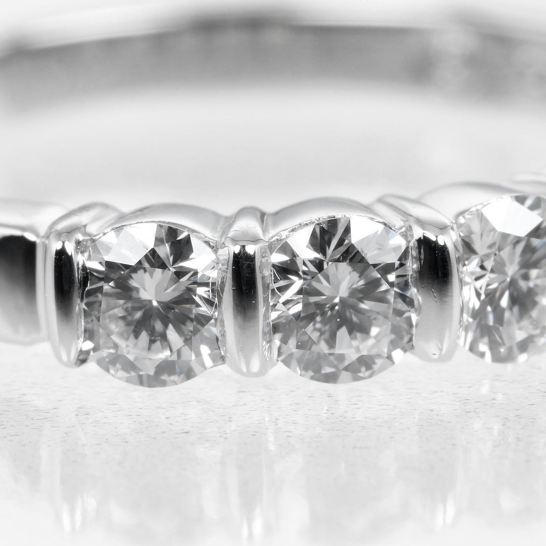 TIFFANY&Co. Ring Pt950 Platinum, 5P Diamond Silver Forever Embrace Women Used Authentic