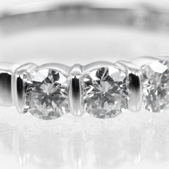 TIFFANY&Co. Ring Pt950 Platinum, 5P Diamond Silver Forever Embrace Women Used Authentic