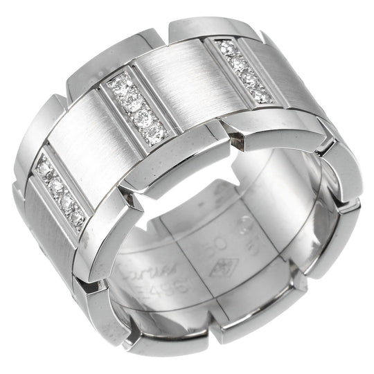 CARTIER Ring K18 White Gold, Diamond Silver Tank Franaise Women 51 Used Authentic