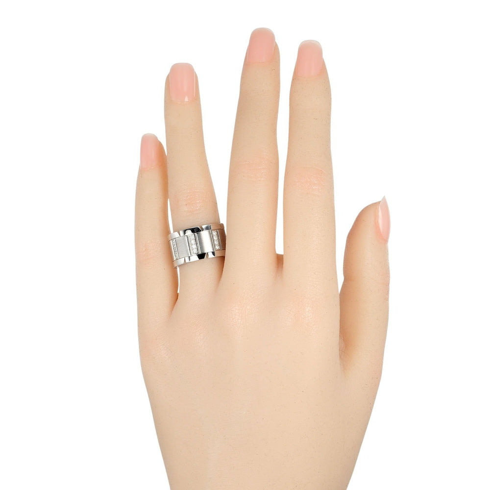 CARTIER Ring K18 White Gold, Diamond Silver Tank Franaise Women 51 Used Authentic