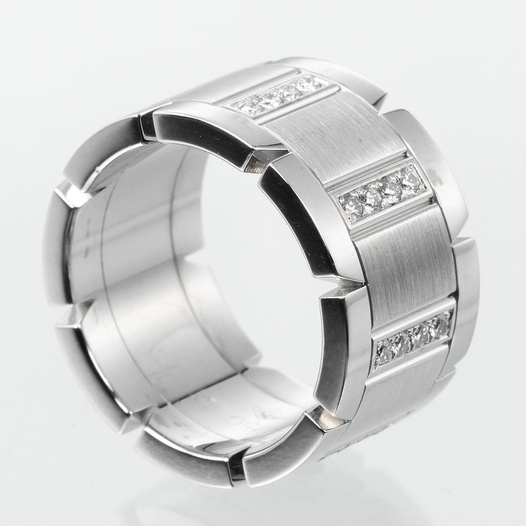 CARTIER Ring K18 White Gold, Diamond Silver Tank Franaise Women 51 Used Authentic
