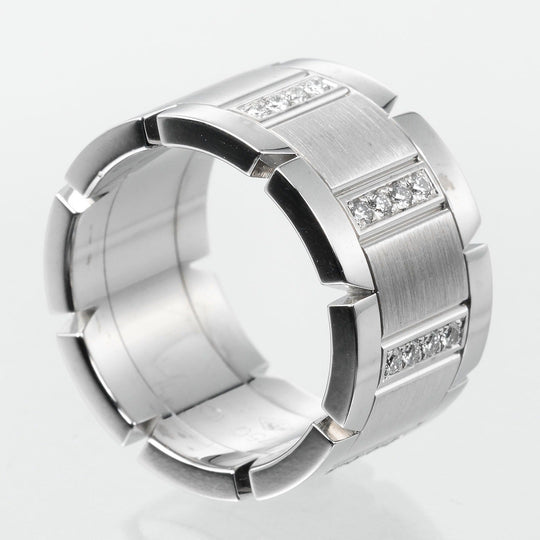 CARTIER Ring K18 White Gold, Diamond Silver Tank Franaise Women 51 Used Authentic