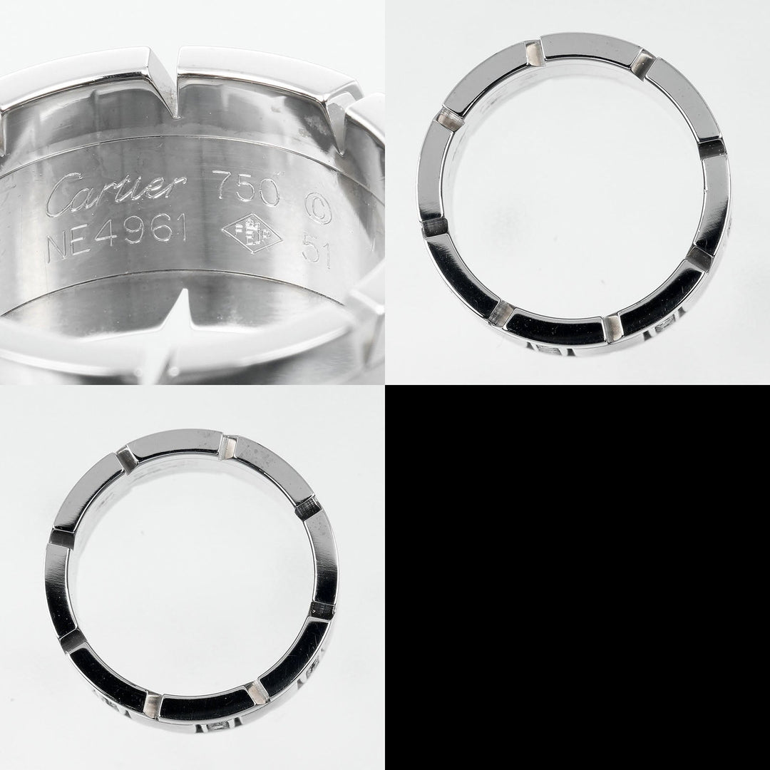 CARTIER Ring K18 White Gold, Diamond Silver Tank Franaise Women 51 Used Authentic