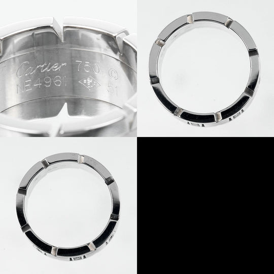CARTIER Ring K18 White Gold, Diamond Silver Tank Franaise Women 51 Used Authentic