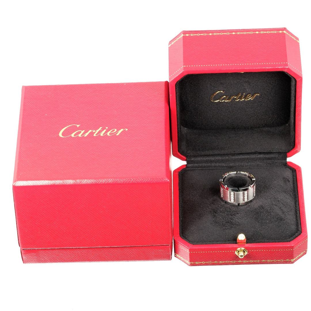 CARTIER Ring K18 White Gold, Diamond Silver Tank Franaise Women 51 Used Authentic