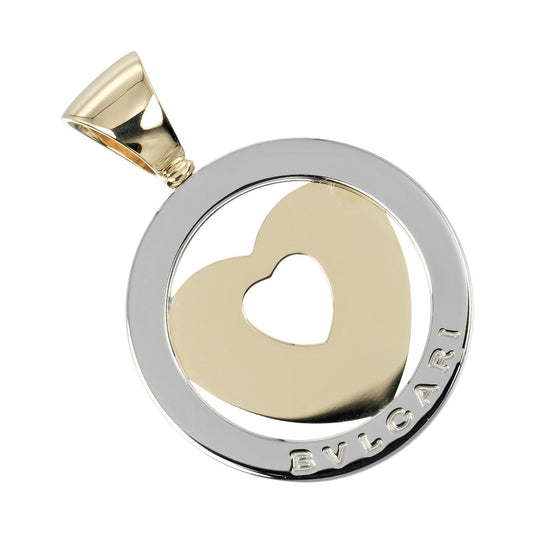 BVLGARI Pendant top K18 Yellow Gold, Stainless Steel gold Tond Heart Women Used Authentic