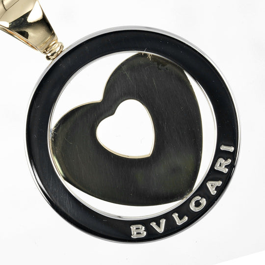 BVLGARI Pendant top K18 Yellow Gold, Stainless Steel gold Tond Heart Women Used Authentic