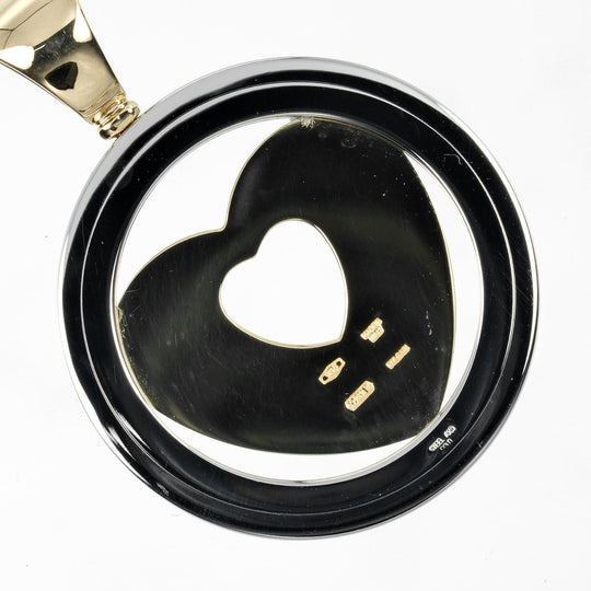BVLGARI Pendant top K18 Yellow Gold, Stainless Steel gold Tond Heart Women Used Authentic