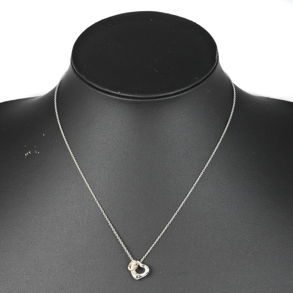 TIFFANY&Co. Necklace Silver925, K18 pink gold silver Extra Mini 0.4" & 0.3" Double open heart Women Used Authentic