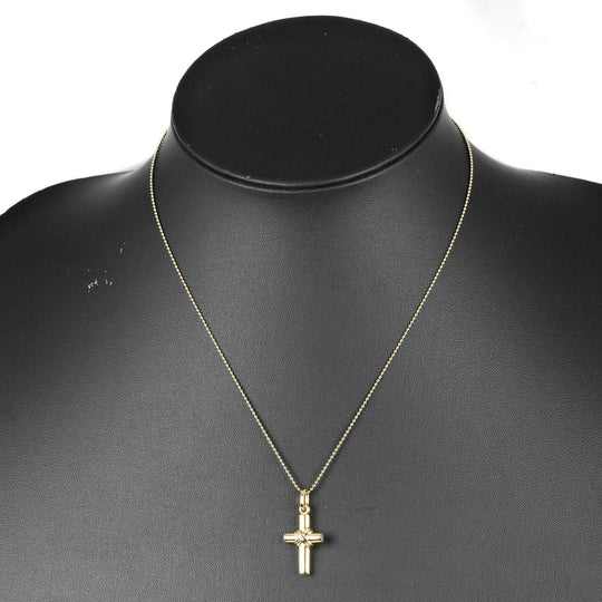 TIFFANY&Co. Necklace K18 yellow gold gold Signature cross Women Used Authentic
