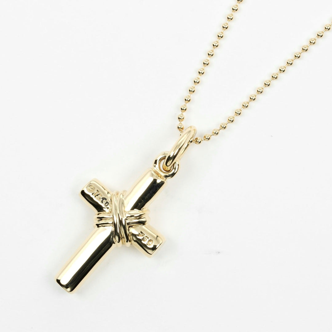 TIFFANY&Co. Necklace K18 yellow gold gold Signature cross Women Used Authentic