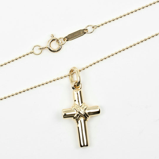 TIFFANY&Co. Necklace K18 yellow gold gold Signature cross Women Used Authentic