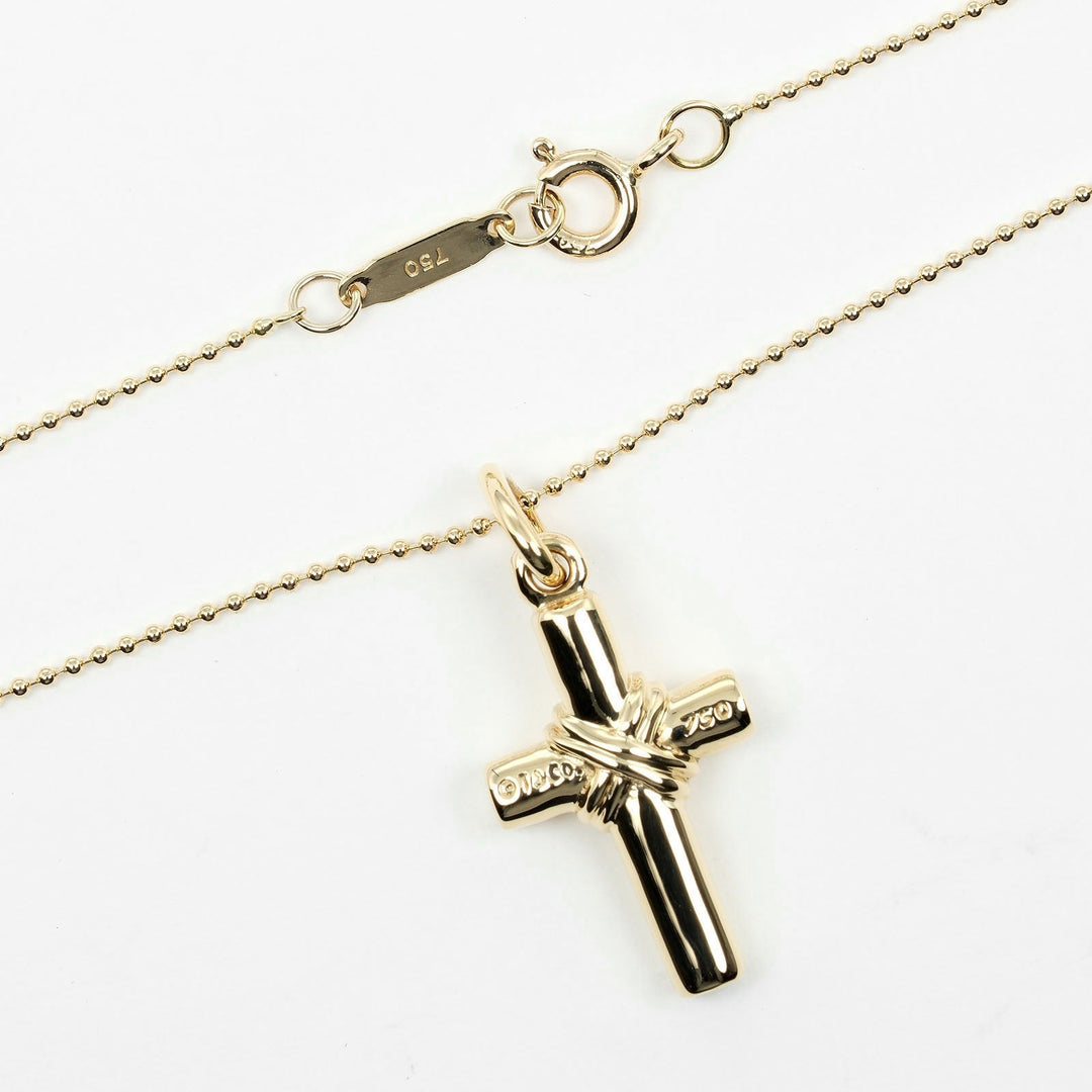 TIFFANY&Co. Necklace K18 yellow gold gold Signature cross Women Used Authentic