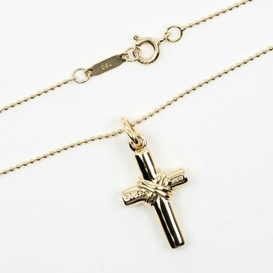 TIFFANY&Co. Necklace K18 yellow gold gold Signature cross Women Used Authentic